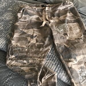 Camouflage Sequin Patch Pants